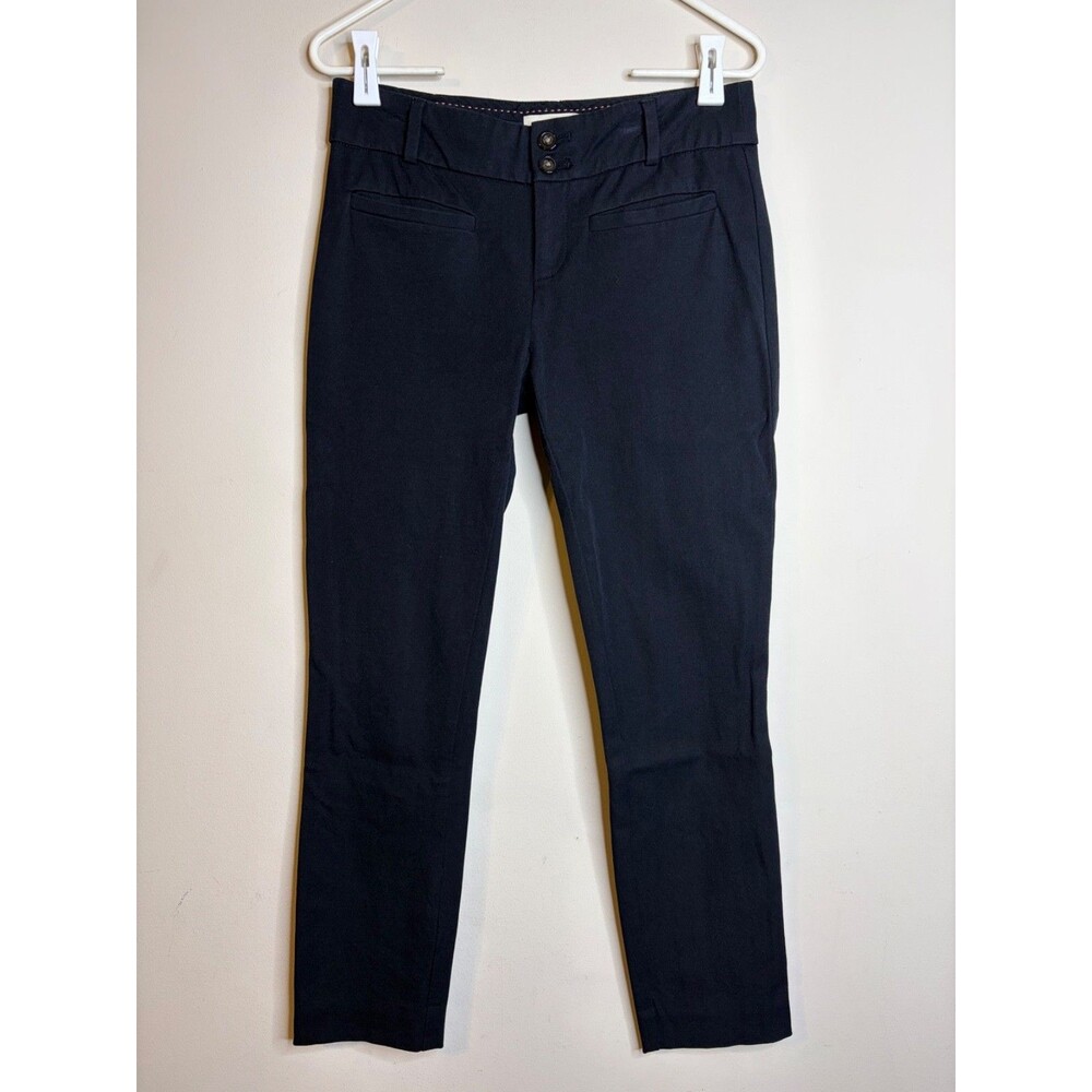 Anthropologie The Essential Slim Cotton Blend Black Pants Size 0